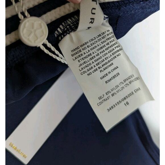 Trina Turk Monaco Pleated Navy Blue Striped Halter Bikini Swim Top Adjustable 16 - Picture 5 of 7